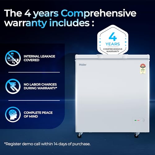 Image of Haier HFC-300SPW5, 5 Star (2026 Star Rating) Single Door Convertible Deep Freezer, Heavy Duty Compressor with inside metal Liner, Compact Design with Removable Gasket (White 247L)