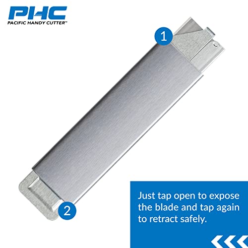 Pacific Handy Cutter Inc. Hc100 Handy Box Cutter, Tap Open/Tap Close, 12 Per Box, Assorted(Packaging May Vary) #TOP5