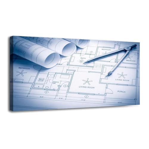 30"x 60" Canvas Wall Art Detailed Architectural Blueprint Floor Plan
