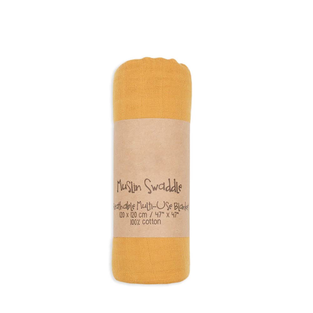 Chickwin Baby Muslins Cloths Swaddle Blanket, Solid Color Cotton Soft Large Muslins Cloths Breathable Swaddle Blanket for Newborn Infant, Perfect Boys Girls Shower Gifts (120x120cm,Turmeric)
