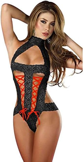 ZELDIA Body Teddy Mujer Sexy Negro y Rojo Lencería atrevida Clubwear –  Talla única, Negro: Amazon.es: Ropa
