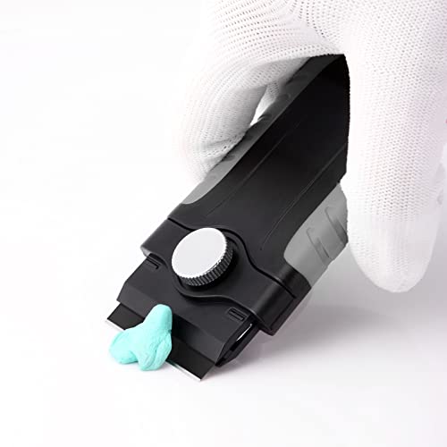 Image of Gomake Razor Blade Scraper Tool, Windows, Glass Stovetop Paint Scraper | 10PCS Black Carbon Steel Blades Bulit-in Blade Storage Container, Removing Paint, Adhesive, Stickers, Labels, Decal,Grease
