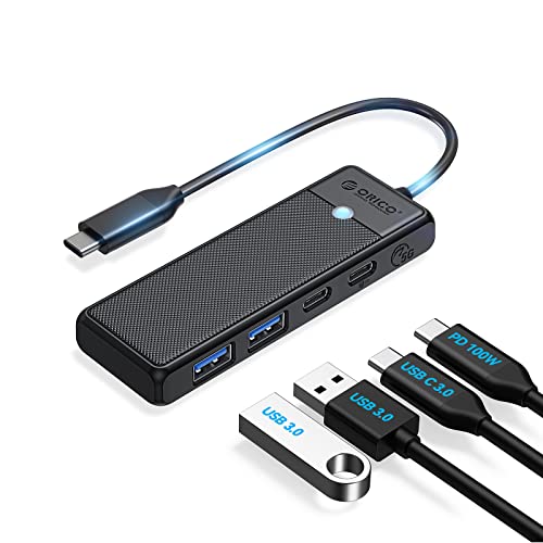 Image of ORICO USB C Hub 4-in-1 to Multiport Adapter with 100W Power Delivery, USB-C Data Port, 2 3.0 Ports, Splitter for MacBook Pro, Air, iPad XPS, and More