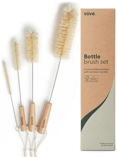 Vove Bottle Brush Set, 4 Natural Sisal Bottle Brushes with