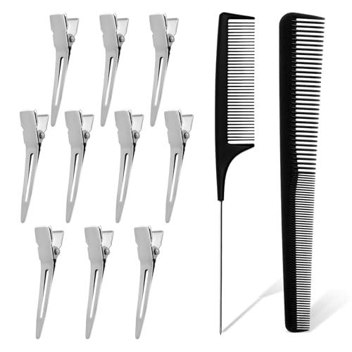 22 Pieces Hair Comb Set, Locks Comb Rat Tail Comb with 50 Dread Clips Loc Clips for Retwist Taper