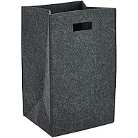 Cesto Portabiancheria In Feltro 90 Litri - Pieghevole, Sottile, Con Chiusura Magnetica E Manici, Nero 24x49x89 Cm - 5