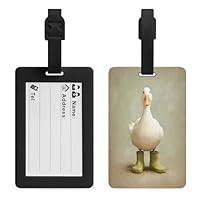 Duck Wearing Olive Green Rain Boots Luggage Tag Travel Bag Suitcase Baggage Name Tags