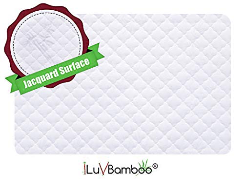 Iluvbamboo Crib Mattress Protector -2 Pack- Waterproof Pad Cover -28” X 52”- Quilted Soft Bamboo Jacquard Fitted Topper - Breathable & Noiseless - Best Baby Gifts For Potty Training Toddlers & Infants #TOP5