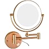 Wall Mounted Lighted Makeup Mirror, Hardwired Double Sided Magnifying Vanity Mirror, 360 Swivel LED Bathroom Shaving Mirror,Rose gold,3X