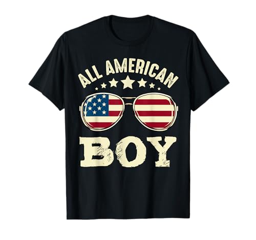 4 de julio All American Boy Flag Patriotic Independence Camiseta