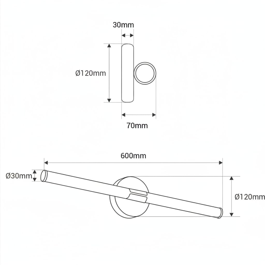 BARCELONA LED Aplique LED Baño Tubular 8W 720lm 60cm Cromo IP44 | Aplique LED 60cm, 8W 720lm, cromo, IP44 baño, luz neutra 4000K, aluminio resistente, instalación mural fácil