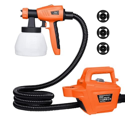 Tilswall Paint Sprayer, 800W HVLP 1200ML/Min Electric Spray Paint Gun with 2.5M Air Hose, 1300ML Detachable Container, 3 Nozzle Sizes & 3 Patterns, High Power Painter for Furniture, Cabinet,
