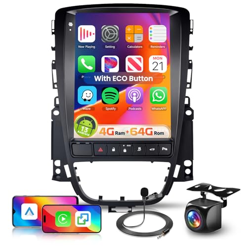 8 Core 4+64G Android 13 Car Stereo for Vauxhall Astra J(With ECO Button)/Buick Excelle 2009-2015, Hodozzy 9.7" Touchscreen Bluetooth Radio with DSP Wireless Carplay Android Auto GPS WiFi Camera