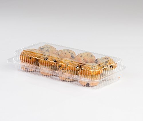 Detroit Forming LBH-691 Clear OPS Plastic Hinged Locking Lid Food Container, 13.5 x 6.75 x 2.6 Inch | 250/Case