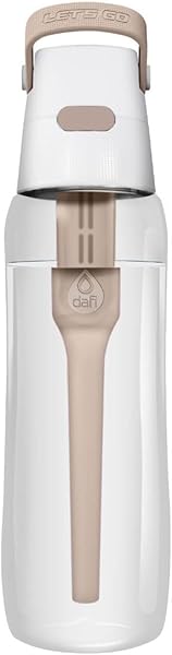 Dafi Water Bottle with Filter & Straw | 24 oz | Clear Filtered Tap Water | Portable Purification Filter Replacement | For Travel Survival Hiking Camping Backpacking | BPA-Free | Made in Europe | Beige