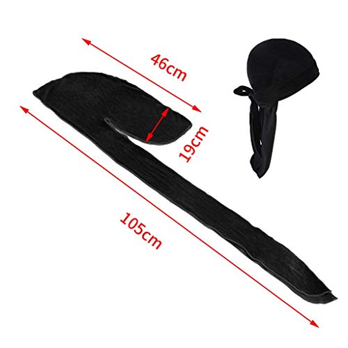 Zalati Durag Casquette Coiffe, Noir , Taille Unique – vue 2