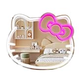 MCJSGSP Anime Hello Kit Mirror with Light Neon Signs for Wall Decor, Teen Girl Gift，Makeup Mirror neon Sign Room Decor (9.4 * 11.9 inch)
