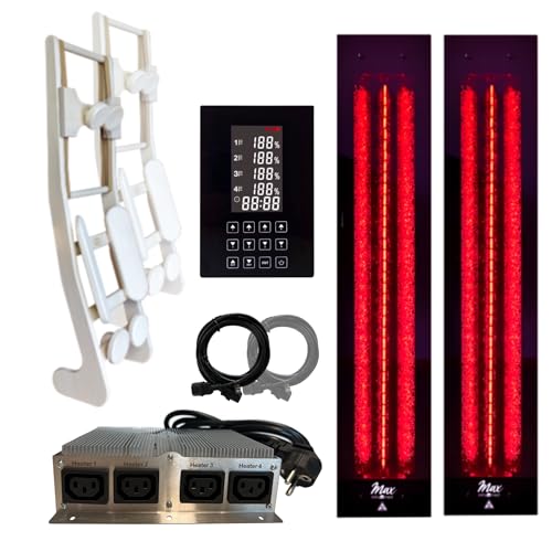 SET frameless InfraROTmed MAX© Tiefenwärmestrahler + Steuerung icon 4 TOUCH, Infrarotstrahler für Sauna und Infrarotkabine, Vollspektrumstrahler (2x 500W + S + Lehne)