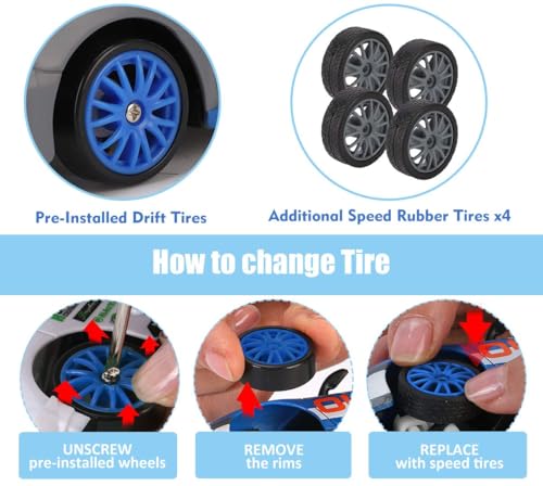 Image of RC Drift Car 1 /24 2.4GHz 4WD Remote Control Sport Racing On-Road Vehicle with LED Light, Batteries and Drift Tires 25