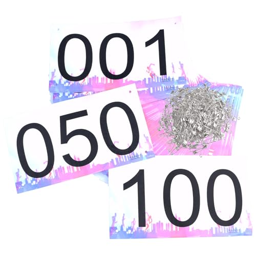TRIWONDER Race Bibs Running Numbers with Safety Pins Tyvek Large Numbers 4x7 for Marathon Runners Events Sports Games (Colorful- Numbers 001-100)