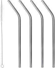 LYOR - Conjunto 4 Canudos de Aço Inox Reutilizáveis com Escova para Limpeza 21,5cm