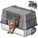 Edelstahl Katzentoilette Geschlossen 100° Klappdeckel,Dunkelgrau