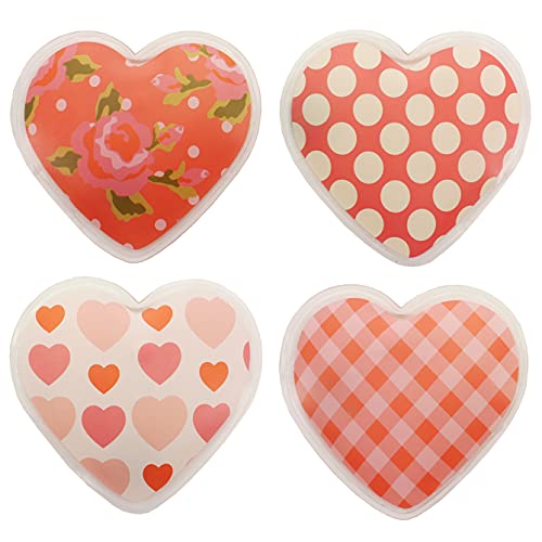 Handwärmer Taschenwärmer Sets wiederverwendbar, Wärmepad für kalte Tage und für unterwegs, Wärmeknickkissen mit tollen Motiven (4er-Set Vintage Hearts)