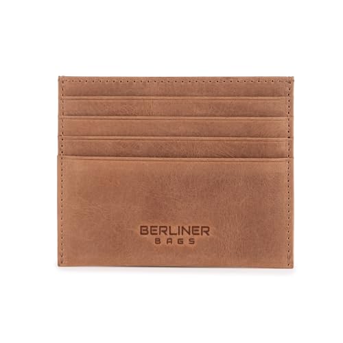 Berliner Bags Tarjetero Delgado de Piel Auténtica con Protección RFID e Incluye Caja de Regalo, para Hombre y Mujer – Marrón