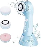 Este cepillo de limpieza facial a prueba de agua AT MOUSE viene con 2 cabezales de cepillo diferentes y un cabezal de masaje con esponja, desde una limpieza suave hasta una limpieza profunda y profunda, que le proporciona una gama completa de limpieza.