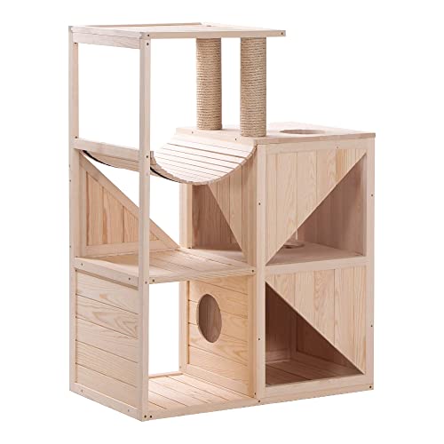 Lovupet Meubles pour chat - Arbre à chat - Maison de jeu en bois - 0505 (naturel)