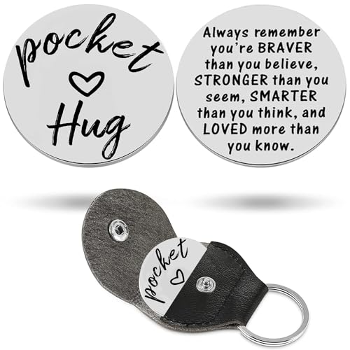 HZJ-AIGO Pocket Hug Token Long Distance Relationship Gifts Thinking of You Gifts Isolation Gifts Stainless Steel Double Sided Inspirational Gifts Stocking Fillers Christmas Gift (C)