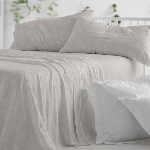 Burrito Blanco | Sábanas de Franela de algodón | Cama de 150cm. (+Medidas Disponibles) | Diseño 575 | Color Greige (150x190/200cm.)