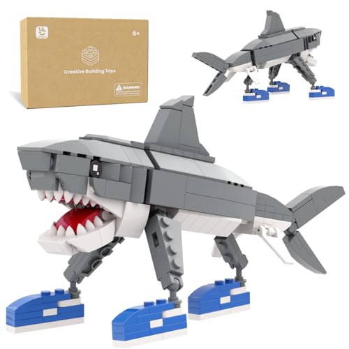 Inmygene Shark Building Set, Italian brainrot Toy Viral Meme Shark Building Kit, Poseable Tralalero Tralala Toy for Kids Ages 6+, Creative Gift with Adjustable Jaw & Tail