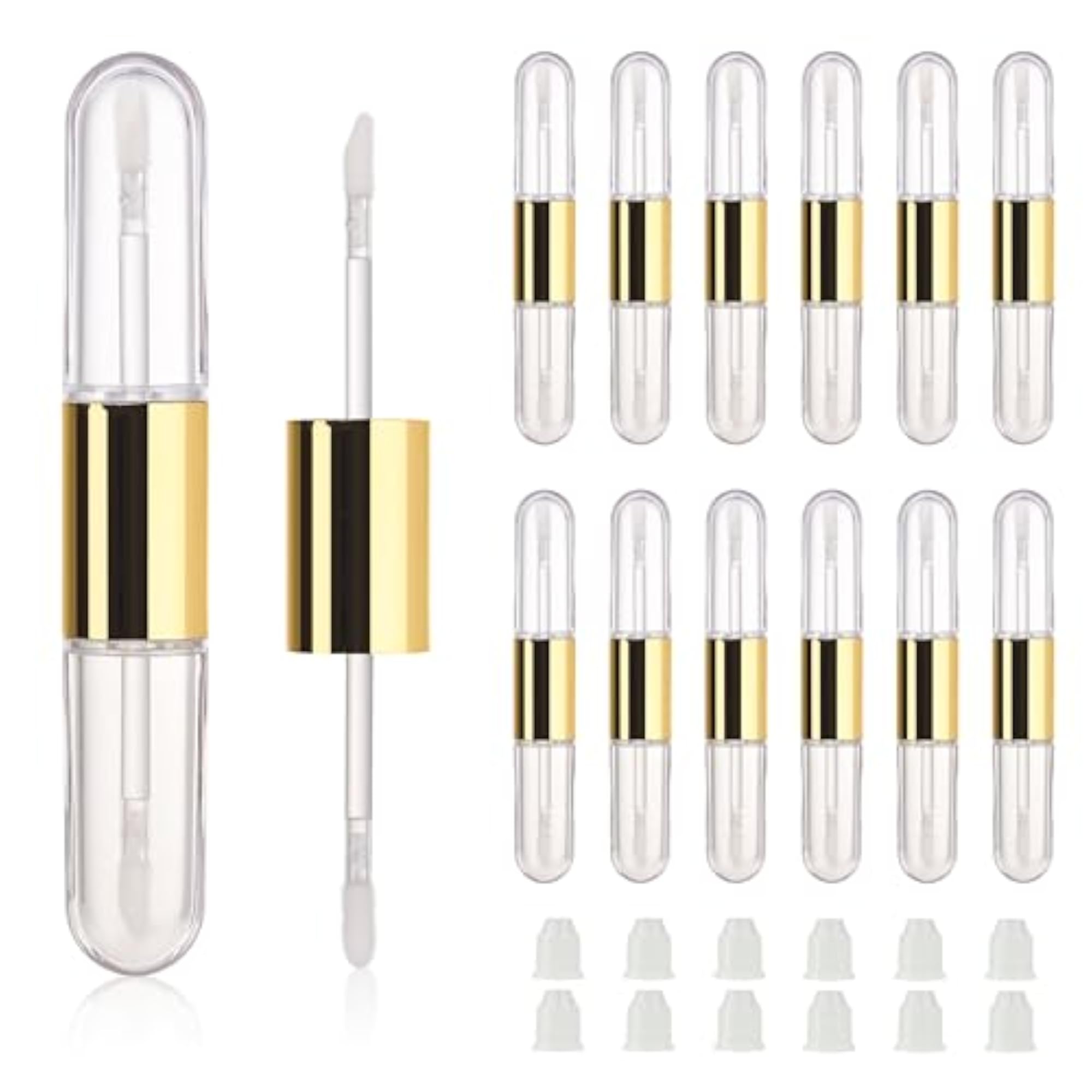 12pcs Gold Flat 4ml Dual Ended Lip Gloss Tubes