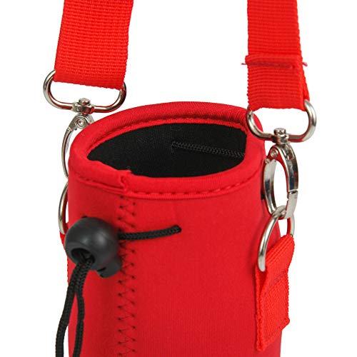Made Easy Kit Neoprene Water Bottle Carrier Holder With Adjustable Shoulder Strap For Insulating & Carrying Water Container Canteen Flask Available In 5 Sizes (Red, L (32Oz / 1.5L)) #TOP3