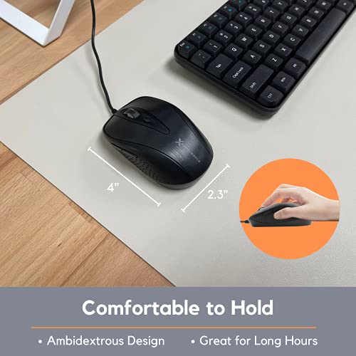 X9 Performance USB Wired Mouse for Laptop - 6 Button With Side Buttons and Up to 3200 DPI - Comfortable Soft Click Corded for Chromebook and PC/Mac - Matte Black