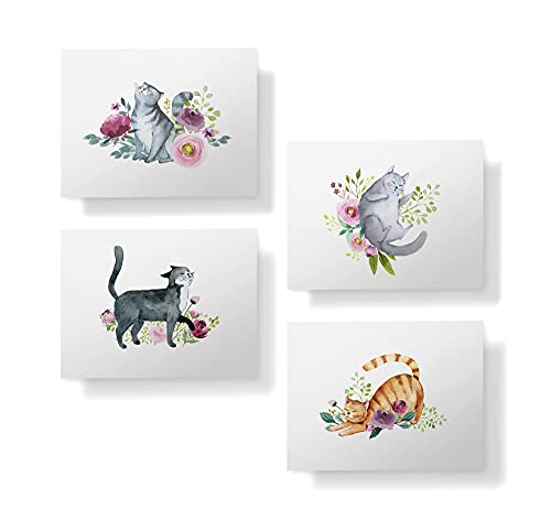 Image of Twigs Paper Cat Thank You Cards, Set of 24 Blank Cat Stationery Note Cards