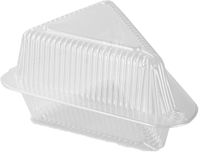Corkwaw 50Pack with Lids Cake Slice Container, Clear Plastic Hinged Cheesecake Containers for Flan Dessert Pastry Cookie Snack Fruit Packaging (50) (Corkwaw-118)