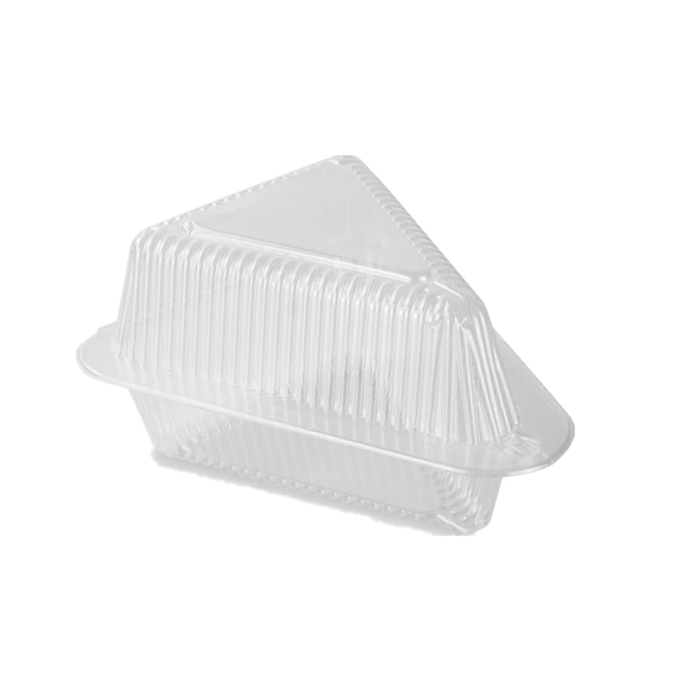 50Pack with Lids Cake Slice Container,Clear Plastic Hinged Cheesecake Containers for Flan Dessert Pastry Cookie Snack Fruit Packaging (50)