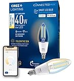 Cree Connected Max Smart Led Vintage Glass Filament Bulb B11 Candelabra 40W Tunable White, 2.4 Ghz, Works with Alexa and Google Home, No Hub Required, Bluetooth + WiFi, 1Pk (Cmb11-40W-Al-9Tw-Gl)