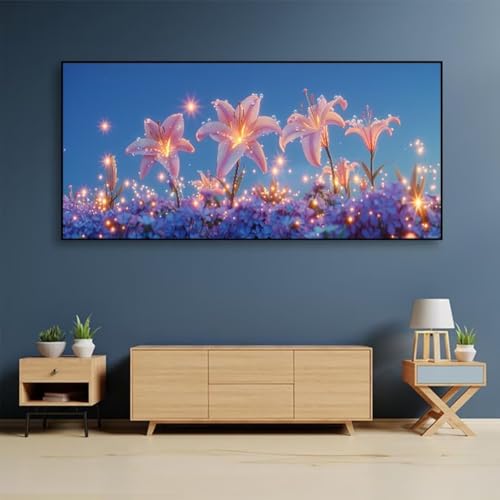 Diamond painting adulte 5D fleur grand format 30x70cm avec perles cristal
