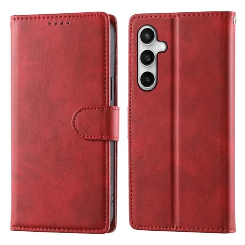 Étui Galaxy A73 5G Samsung rouge avec clapet magnétique et portefeuille cuir uni