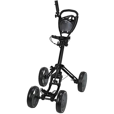 Caddymatic Golf Quad 4-Wheel Folding Golf Pull/Push Cart Black Cover