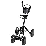 Caddymatic Golf Quad 4-Wheel Folding Golf Pull/Push Cart Black