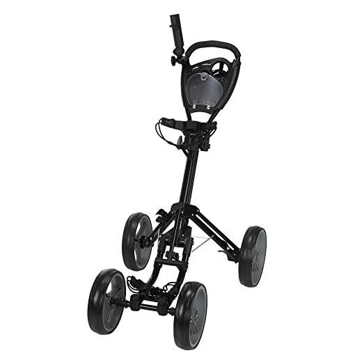 Caddymatic Golf Quad 4-Wheel Folding Golf Pull/Push Cart Black