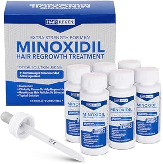 Liquid Minoxidil Men 5% – Advanced Topical Solution for Regrowth – Growth Treatment for Men Hair Loss 6-Pack as 6-Month Supply Kit