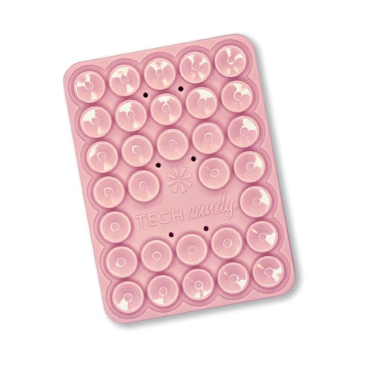 Tech Candy Stick 'Em Up 2-Sided Silicone Phone Case Suction Mount, Pink - Quality, Quick, Hands Free, Strong, Phone Mount, for Selfies & Videos, Social Media, Durable, Easy to Use, Easy to Remove