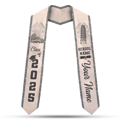 MonkeyVan Custom Italians Flag Graduation Sash 2025, Italian Graduation Sash, Italia Graduation Stole Class of 2025 It5