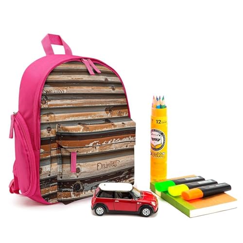 Wooden Board Arrangement Backpack for Men Women, Durable Small Bookbag Lightweight Daypack for Travel, Hiking, Pink-style3