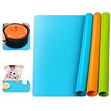 3 coloridos Tapete De Silicona: El pack contiene 3 Tapete De Silicona extra grandes (30cm x 40cm) en 3 colores brillantes (azul + naranja + verde), el pequeño ayudante de la vida Tapete De Silicona añade energía y buena alegría a tu vida.